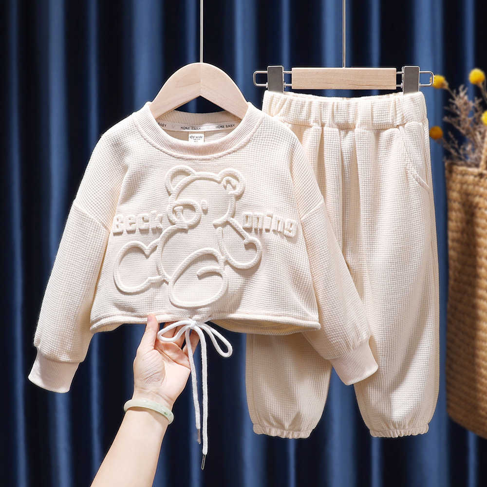Clothing Sets Boys and Girls Korean Set 2025New Autumn Fashion Baby Set Head Hoodie Explosion Street Two Piece SetY2502272U2T