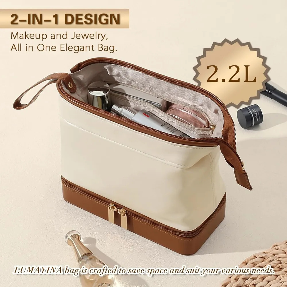 Ship from US Cosmetic Bag With Mirror Multifunctional Travel Jewelry Rack Organizer Portable 250227FBB