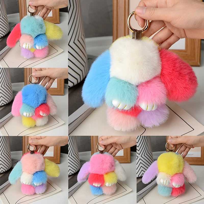 15cm Imitation Otter Rabbit Fur Keychain Women Bag Car Key Chain Pendant Jewelry Hangings Accessories Free shipping