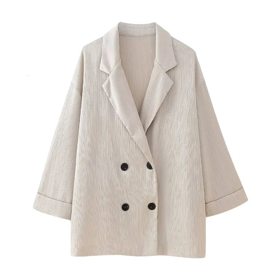 PB ZA Spring Womens Fashion Elegant Edition Wrinkle Effect Double Corset Coat Straight Leg Trouser Set 250226