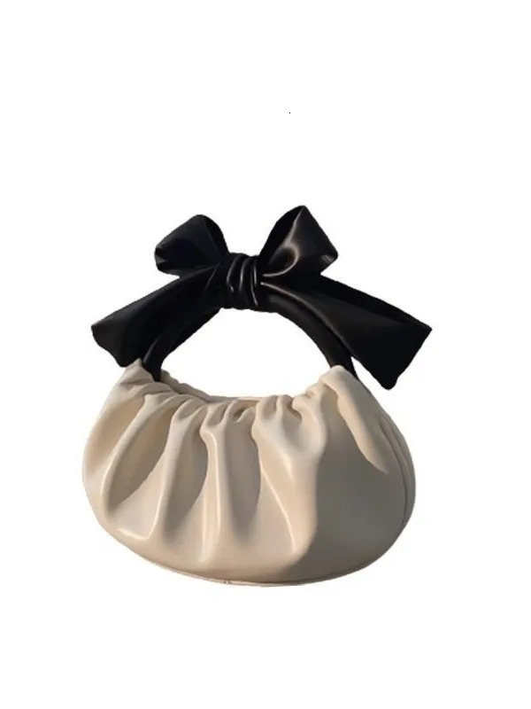 Ship from US Womens highend textured handheld cloud bag French niche fashion bow folding cross shaped top handbag summer 250227FBB