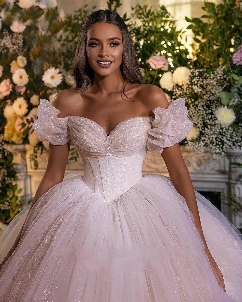 Off The Shoulder Long Sleeves Bridal Gowns White Ivory Lace Appliques Wedding Dresses for Women Vestido De Noiva Plus Size 03