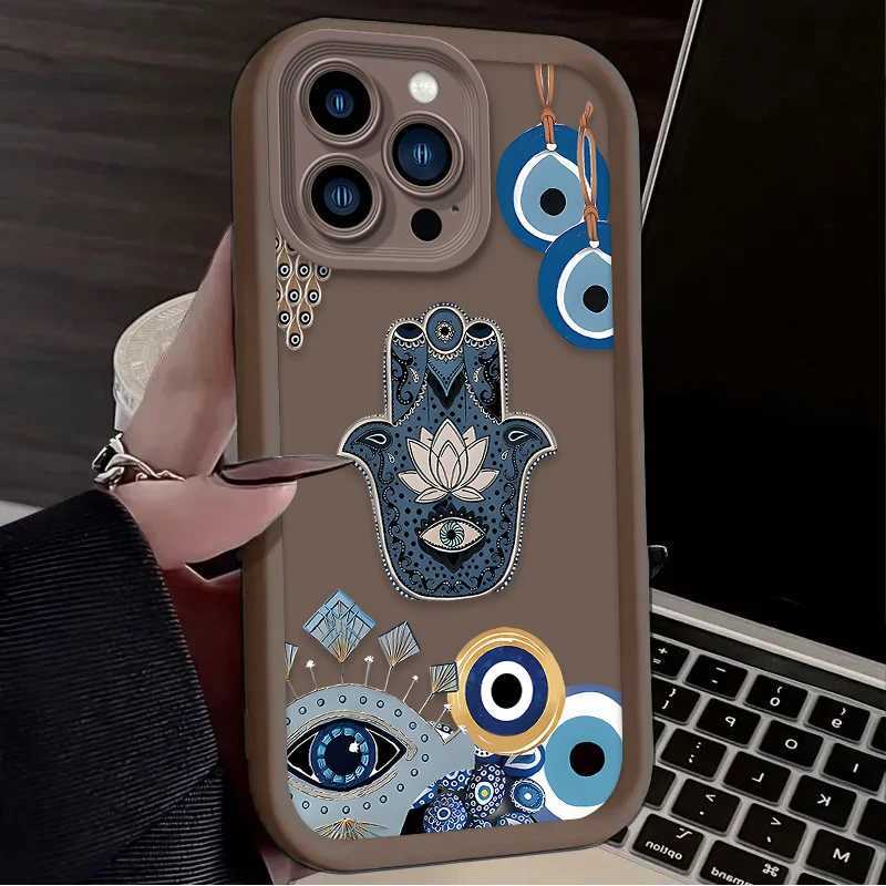 Evil Eye Art Love Heart Matte Phone Case For iPhone 16 15 14 13 12 11 Pro Max X XS X S Max XR SE 2020 7 8 Plus Silicone Cover Z250227