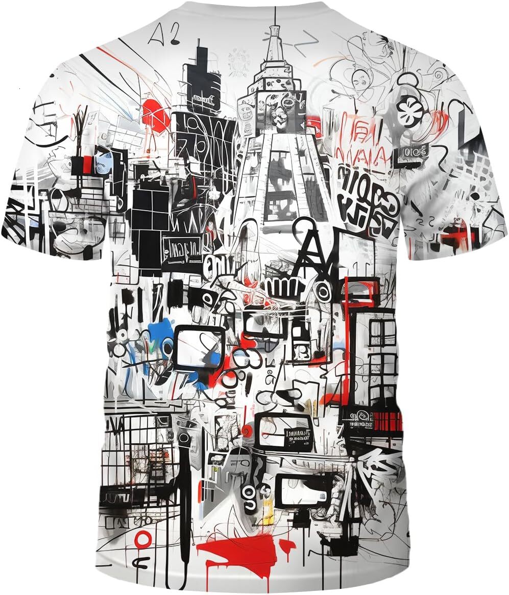 Mens T shirt Men's Artist Street Letter Graffiti Markers T-Shirt Shirts 3D Printing Graffiti Graphic Shirt Tee Top tee Casual tops summer clothes