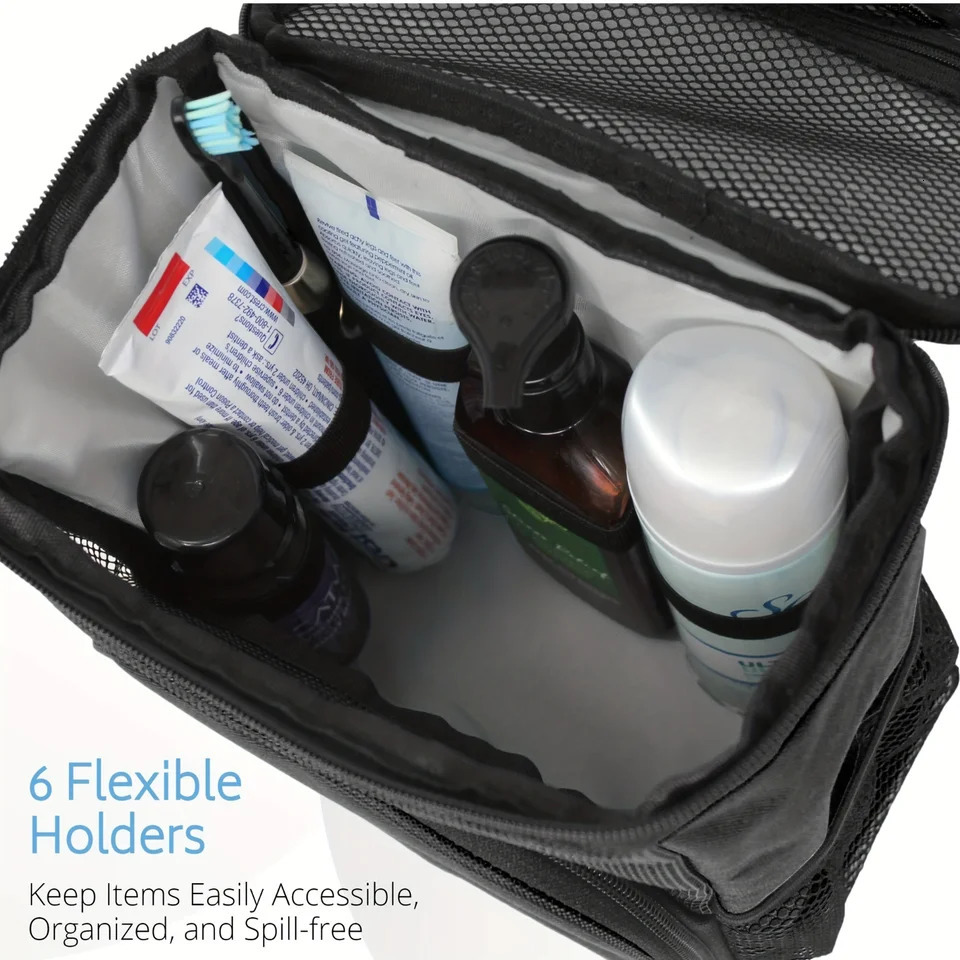 Ship from US Portable Large Capacity Toiletry Bag With Metal Hook Travel Breathable Mesh Hanging Cosmetics 250227FBB