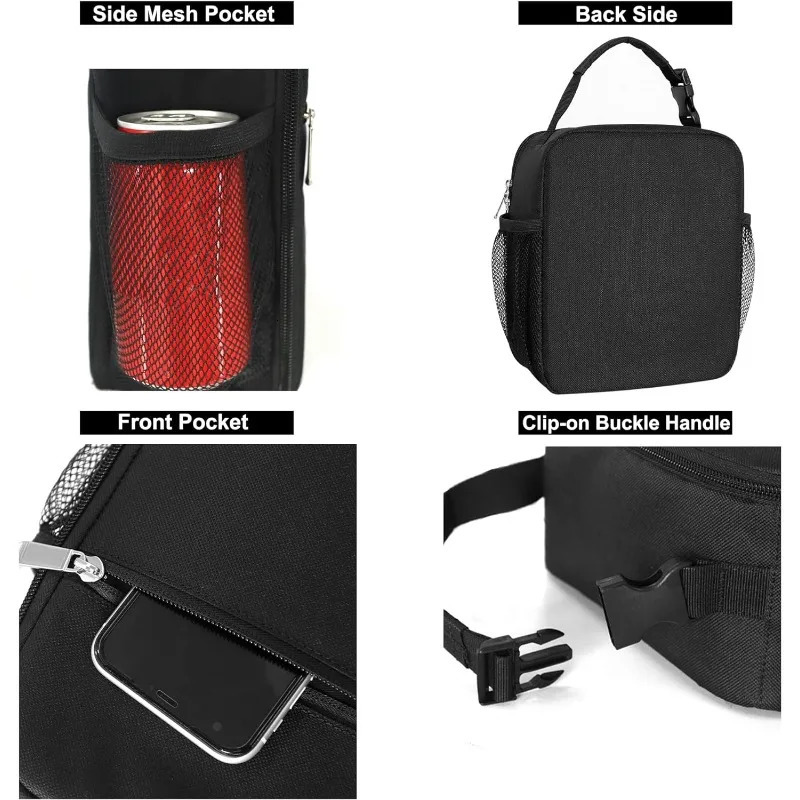 Ship from US Lunch Box for Men Women Durable Bag Adults Reusable Small Lunchbox Black 250227FBB