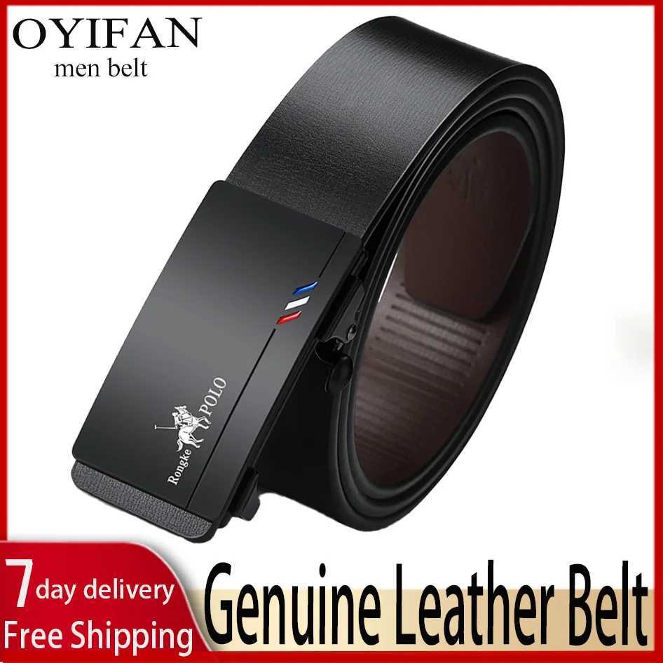 Belts OYIFAN Men Automatic Belt Leather Ratchet Adjustable Belt Genuine Leather Dress Designer Belts for men z250227
