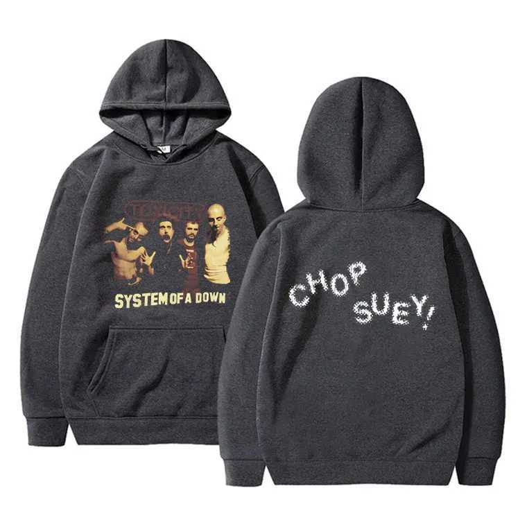 Band Hoodies Mens System of A Down Hoodie Toxicity Chop Suey Print Gothic Punk Pullover Vintage Oversized Graphic Hoodies Men and Women L251018JMJX