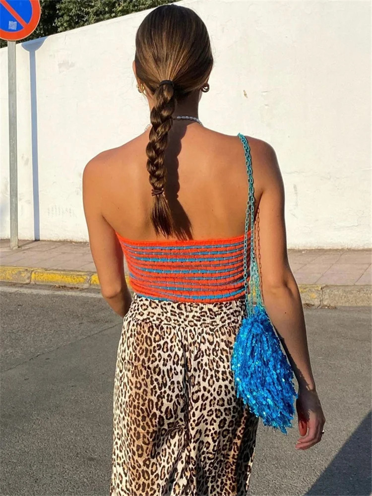 Tossy Off Shoulder Knit Tube Top Sexy Strapless Backless Bustier Tops For Women Stripe Cropped Top Summer Streetwear 250226