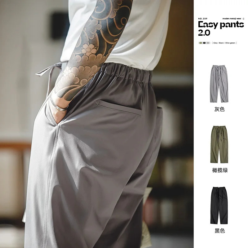 Maden Retro Ironless Easy Straight Pants Casual Anti Wrinkle Flat Front Pants Uncle Fu Comfort Cool Baggy Trousers 250225