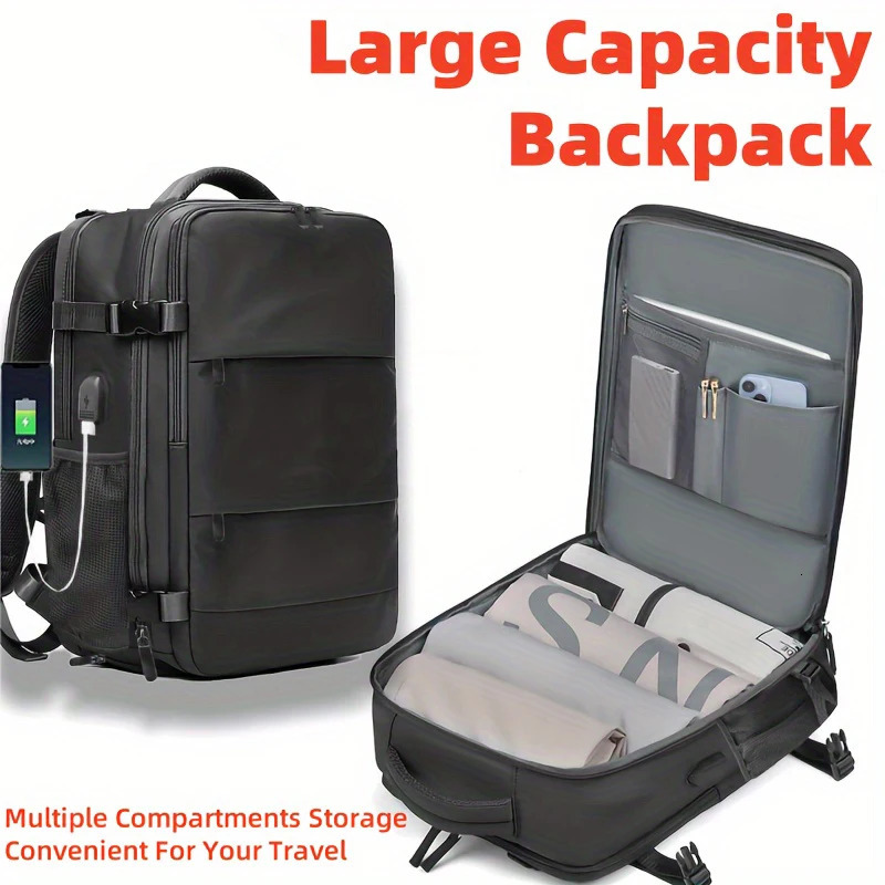Ship from US Travel Backpack Men Business School Expandable USB Bag Large Capacity 156inch Laptop Waterproof Fashion 250227FBB
