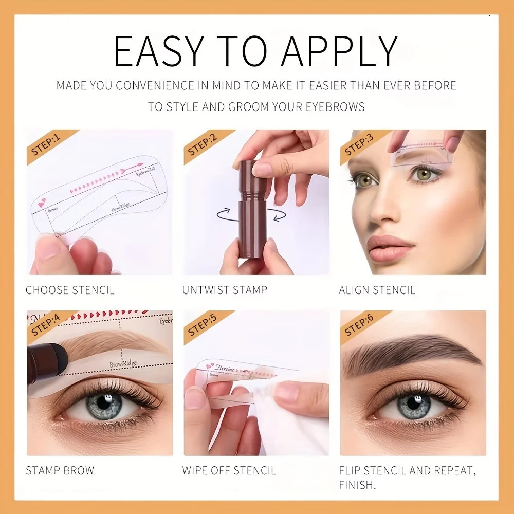 Professional eyebrow seal shaping set pen waterproof makeup pen female lasting perfect eyebrow template and 10 templates and bru 250224