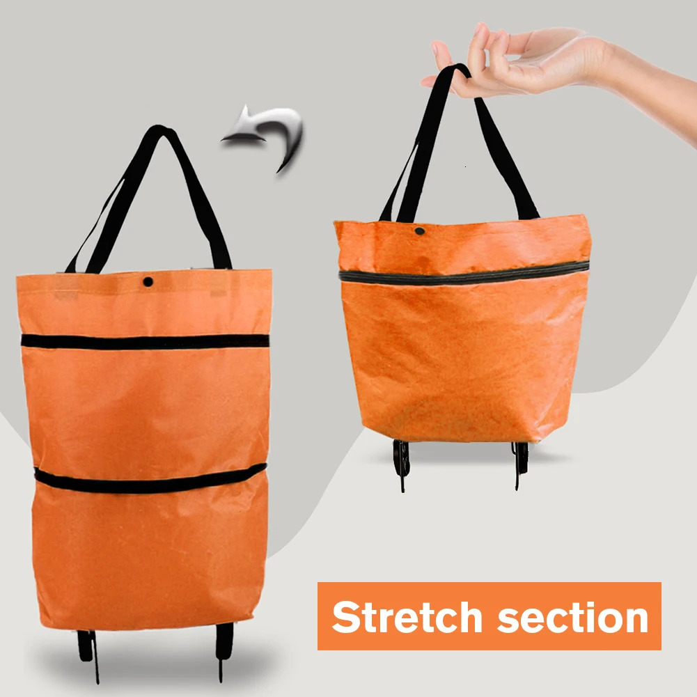 Ship from U.S. Shopping Pull Cart with Wheel Reusable Shopping Trolley Bag Oxford Easy Installation Waterproof High-Capacity Household Supplies 250227
