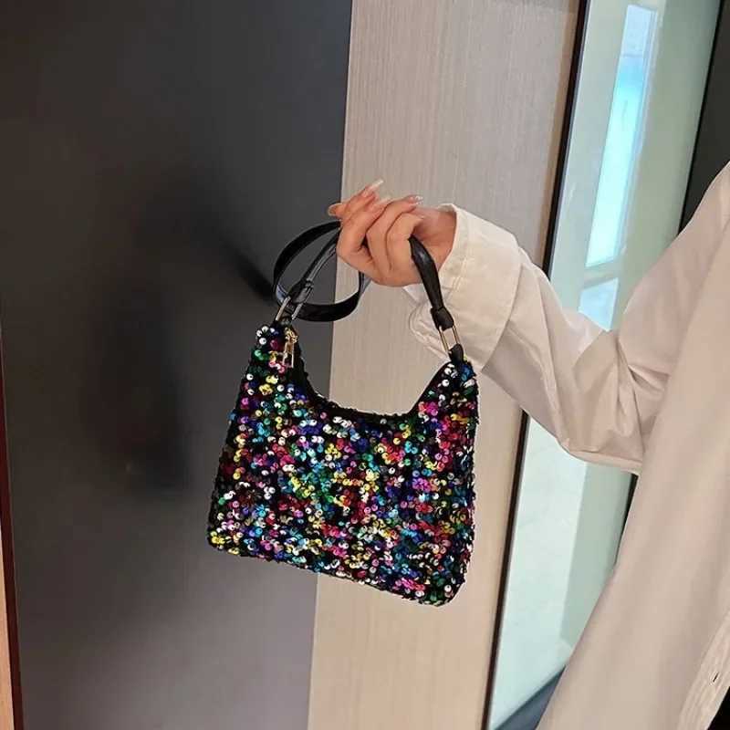 New Arrival New fashion contrast sequin shoulder bag colorful sequin casual cross body bag womens Versatile PU leather zipper underwear bag T250227