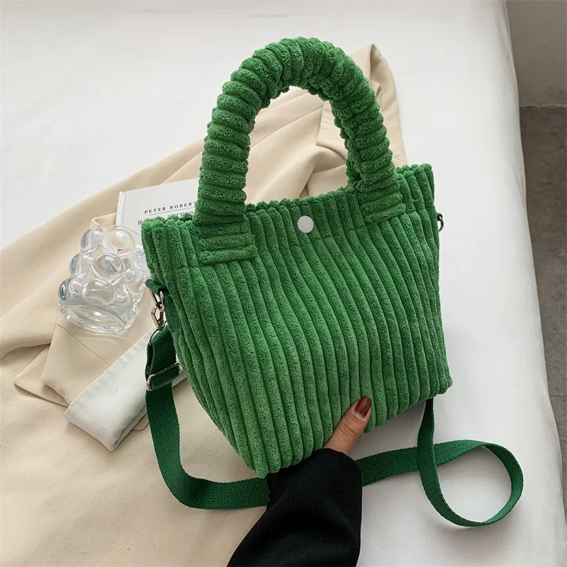 Ship from US Womens Corduroy Plush Shoulder Bag AutumnWinter Korean Ins Style Single Crossbody Handheld Texture n 250227FBB