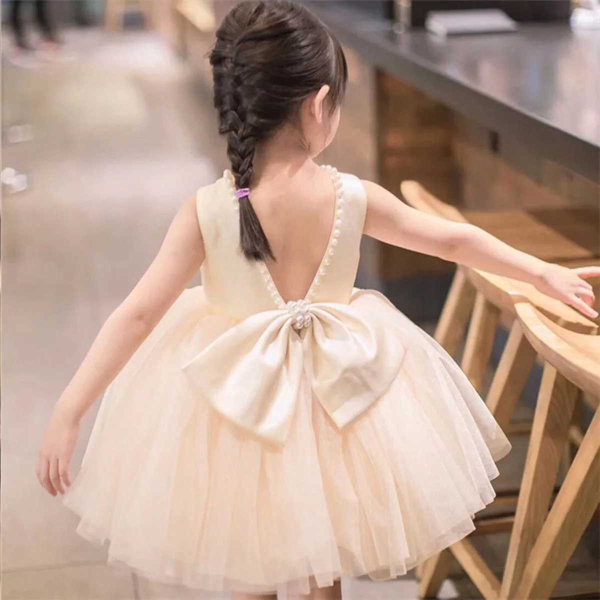 Girl's Dresses Elizabeth Fashion Little Girls Flower Girl Birthday Party Formal Dress Girls Graduation Ceramony Backless Pearls 19225 Y2502274DDQ