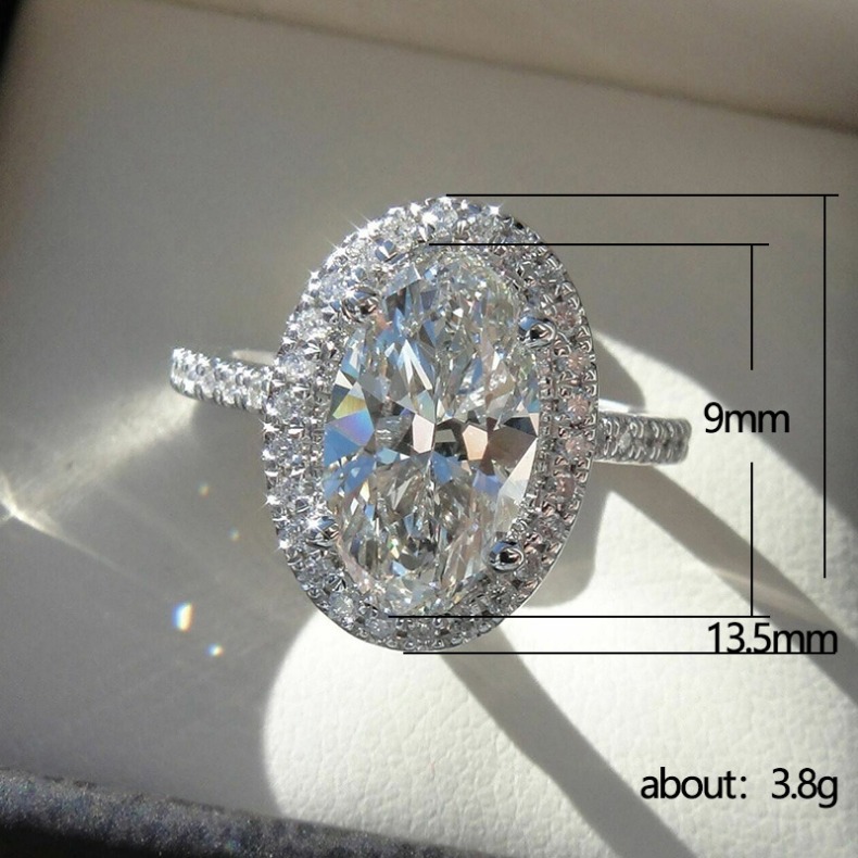 Oval Egg Diamond Ring Charm Zircon Bride Engagement Wedding Ring Women Girls Gift Fashion Fine Jewelry