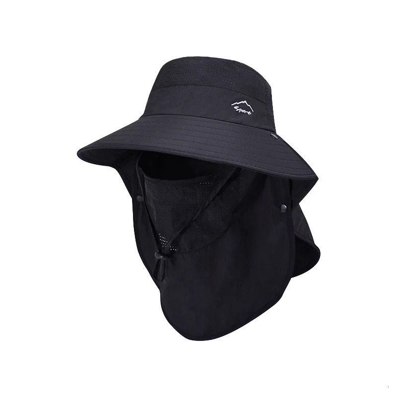 Outdoor Fishing Mountaineering Fisherman Hat Summer Men Face Mask Sunblock Large Brim Shawl Visor Bucket Hats Camping Hiking Cap 250218