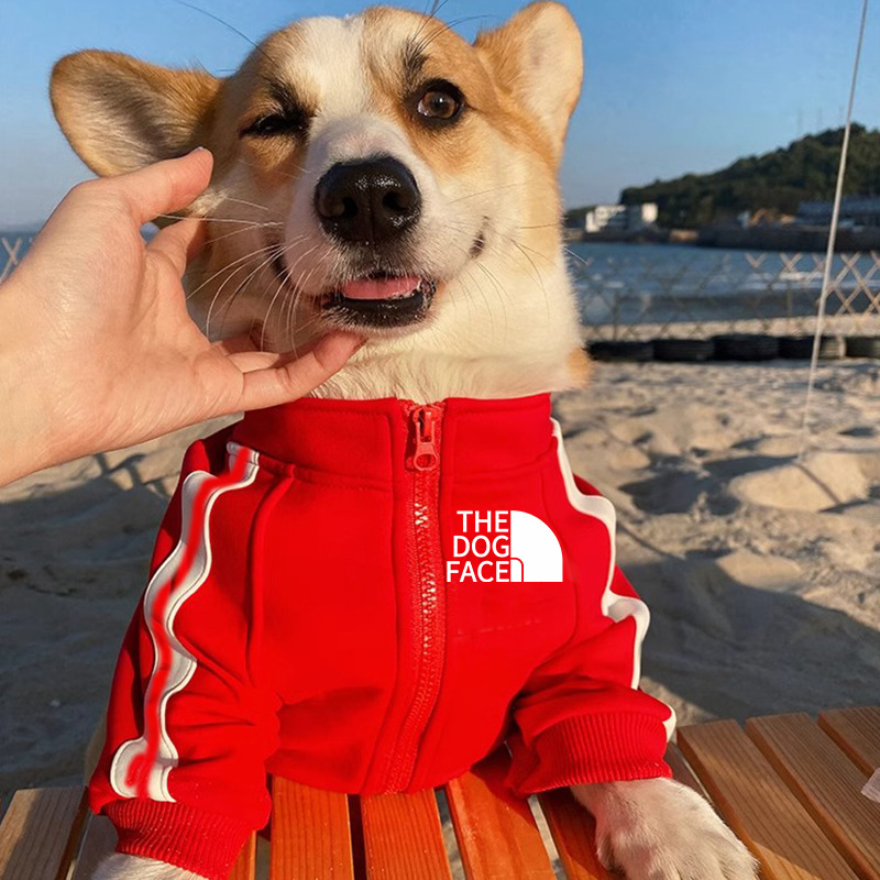 Classical Dog Coats with THE DOG FACE Printed Doggie Jackets High Neck Windproof Dog Baseball Jersey for Autumn and Winter Small Medium Boy Girl Dog A