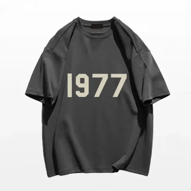 Korea y Cotton Printing Shirts 1977 Mens Womens Child Trend Streetwear Short Sleeve Fashion Crew Neck Shirt Boy Girl 250226