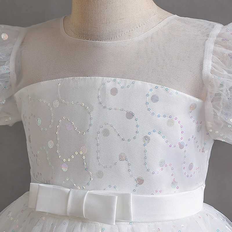 Girl's Dresses Girls court style in French puffle-sleeve dress mesh Shag skirt Sweet Princess flower child performance #r155 Y250227EB9K