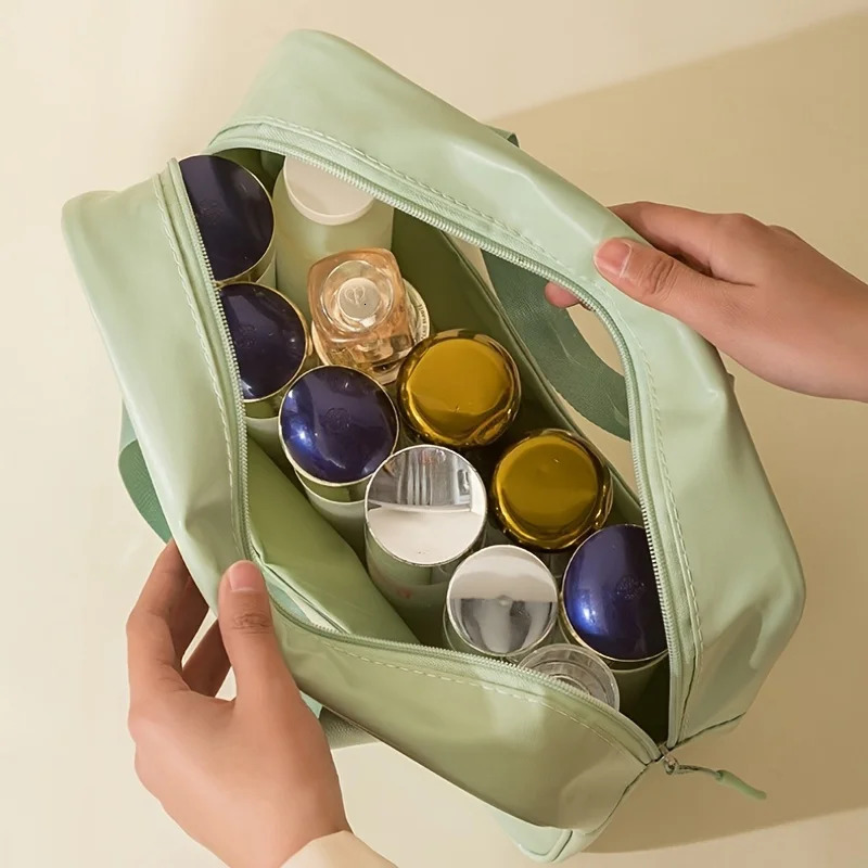 Ship from US 3Piece Portable Transparent Makeup Bag Set Organizer with Zipper and Handle Fashionable Womens Travel Toilet 250227FBB