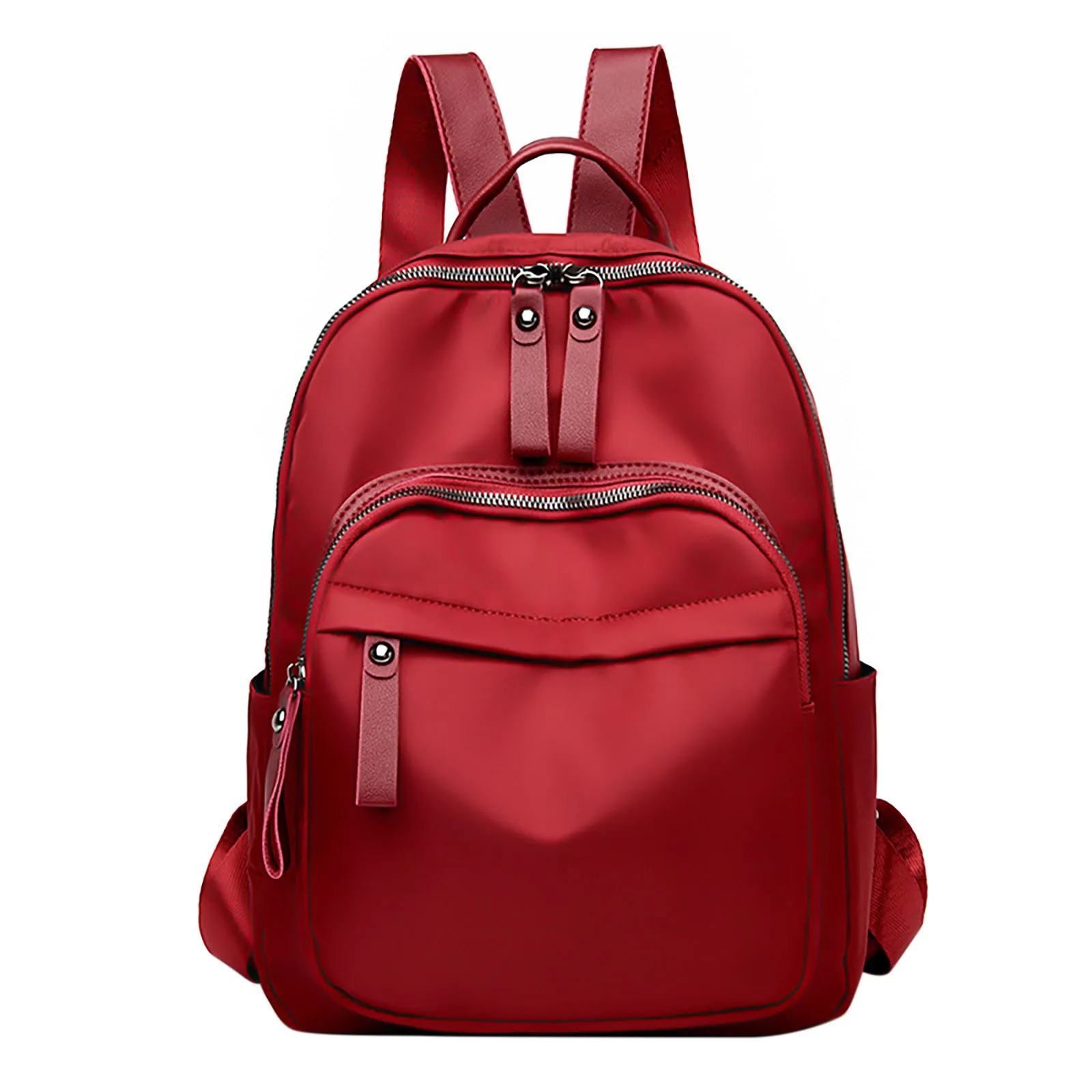 Ship from US Womens Fashion Solid Color Fabric Large Capacity School Bag Adjustable Shoulder Strap Double Mochila 250227FBB