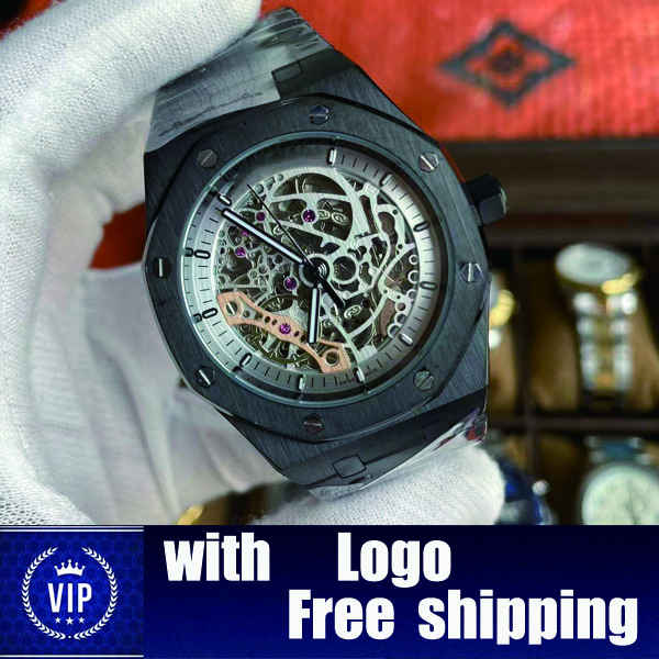 TOP Luxury men's watch designer automatic fashion multi-functional movement Black stainless steel bracelet skeleton dial men's hot style