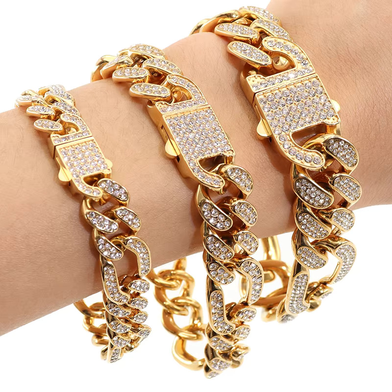 Stainless Steel Franco Wholesale Hip Hop Bg 14k Gold Moissanite Cuban k Chain Necklace for Men Women