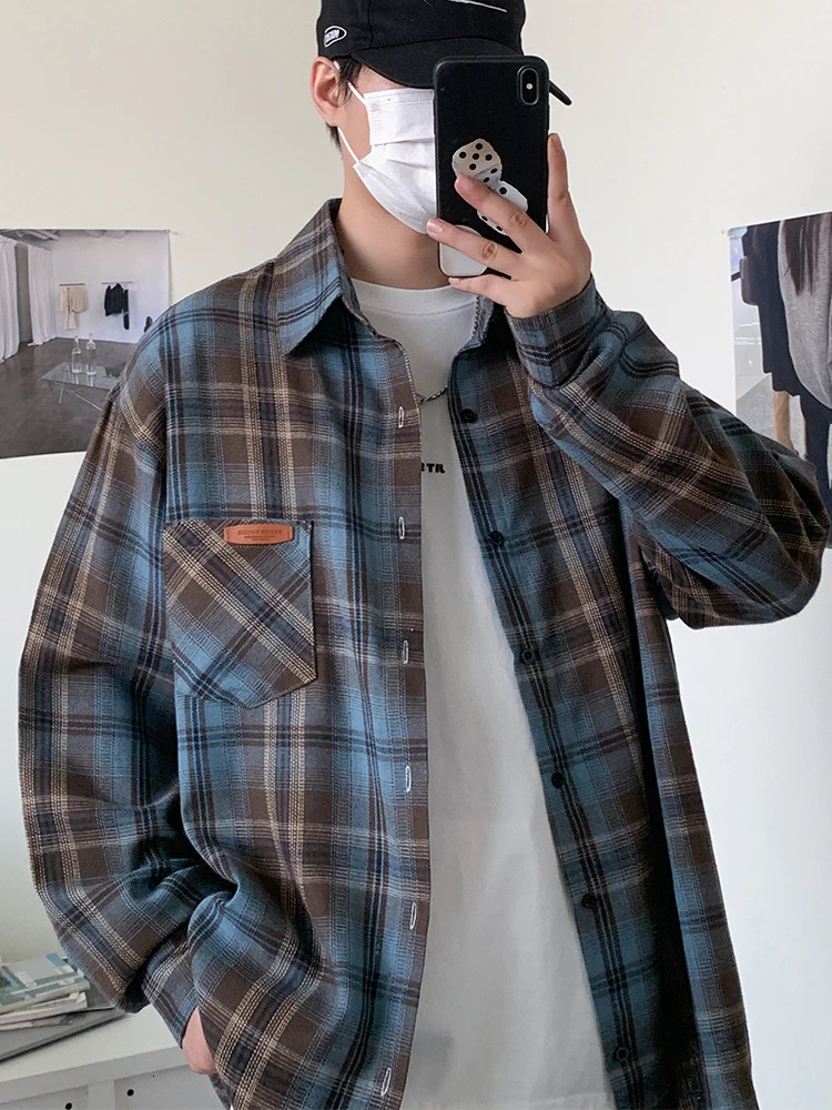 10XL Men Shirt Plaid Long Sleeve 2025 Spring Plus Size 6XL 7XL 8XL 9XL Oversize Fashion Casual Loose Soft Dress Shirts 250224