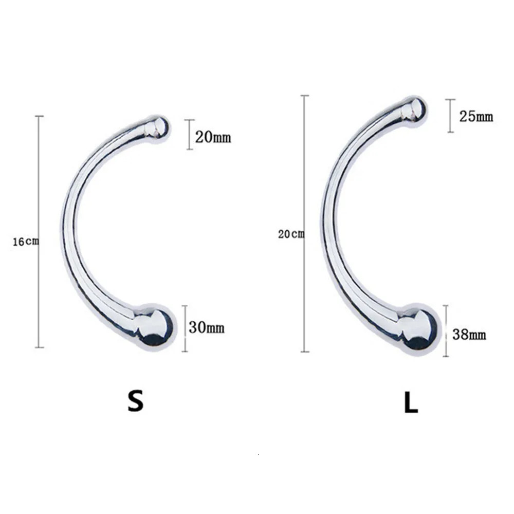 Double Ended Stainless Steel G Spot Wand Massage Stick Pure Metal Penis P-Spot Stimulator Anal Plug Dildo Sex Toy For Women Men 250227