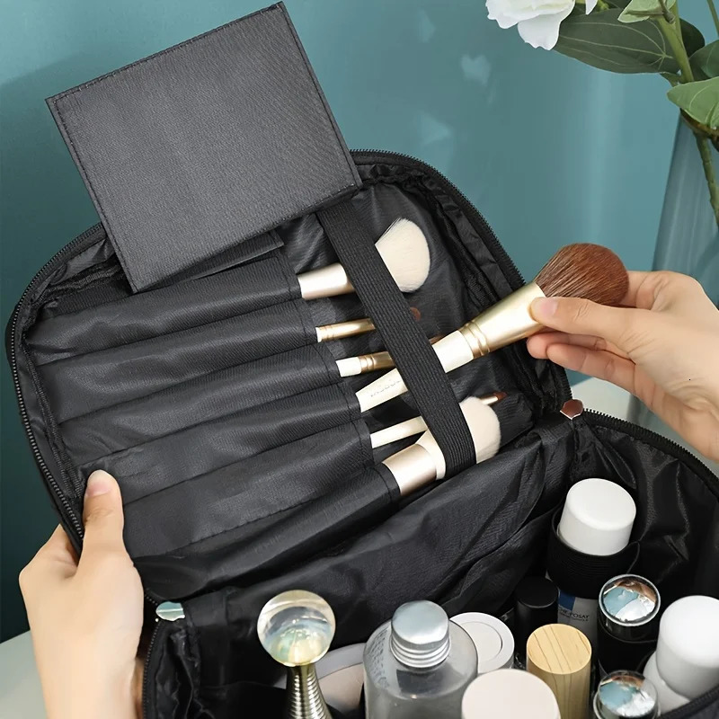 Ship from US Cosmetic Bag Case High Capacity Makeup Waterproof Quality Foldable Travel Organizer Beautician Pouch 250227FBB