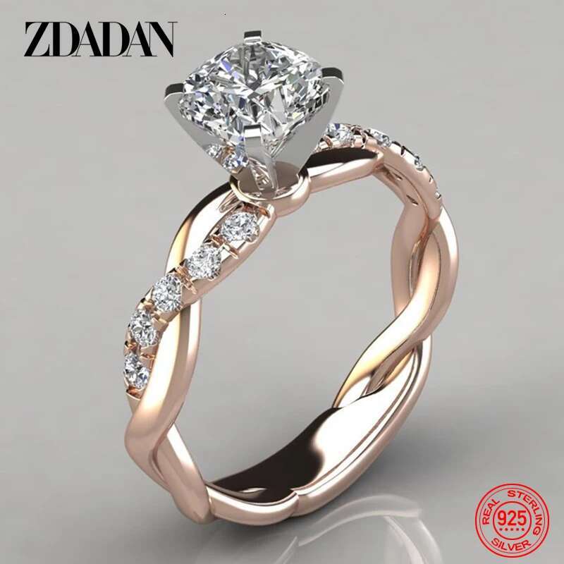 ZDADAN Sterg Sier AAA White Cubic Zircon Ring For Women Wedding Jewelry Party Gift