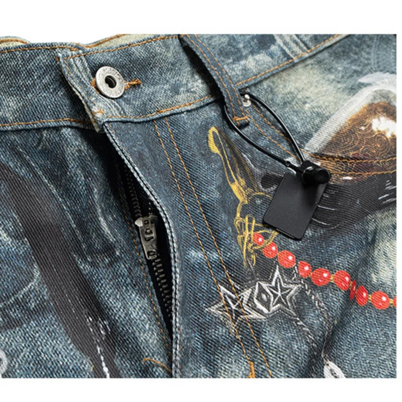 PFNW Distressed Vintage Pants High Street Mens and Womens 3D Scissor Printed Denim Shorts 28W6062 250226
