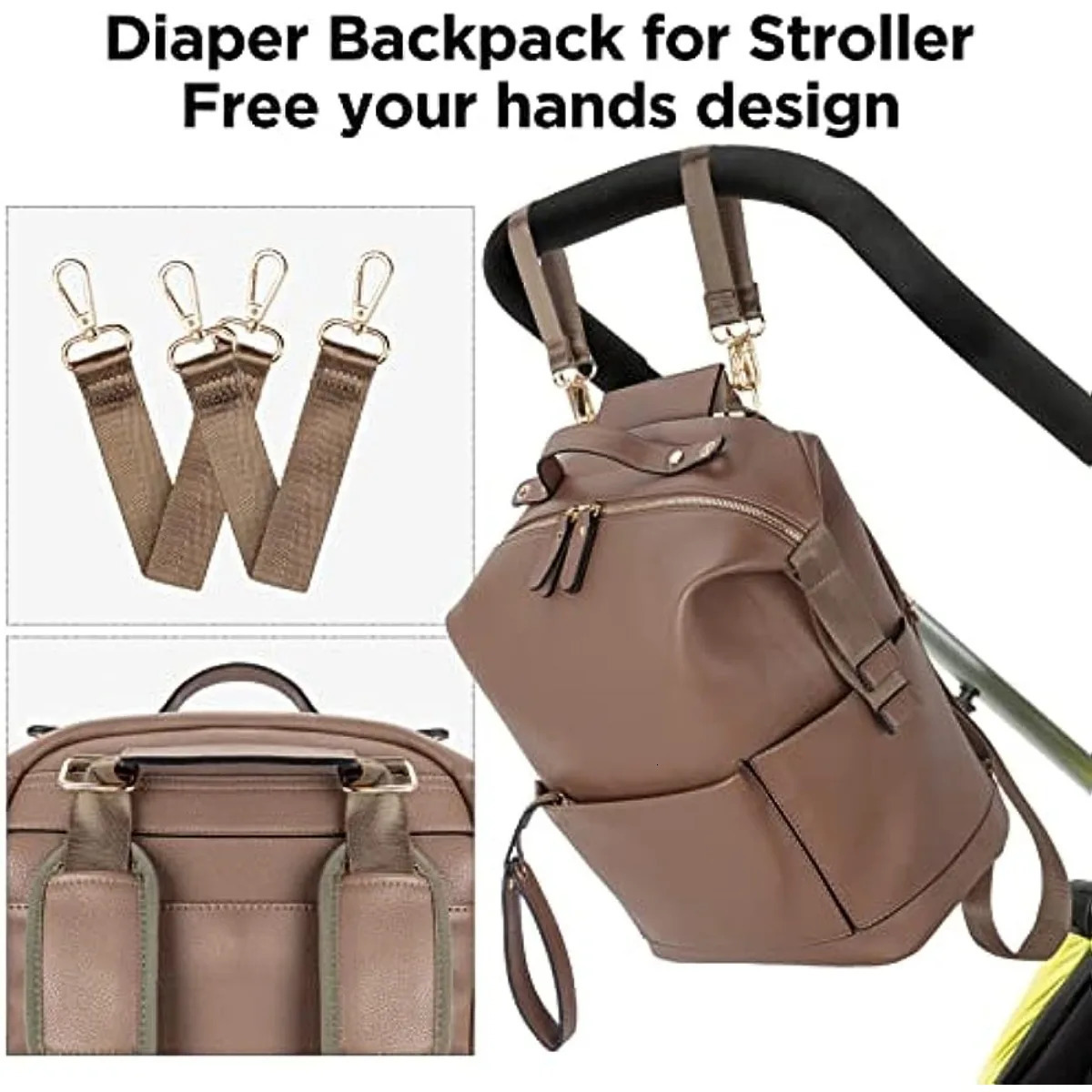 6 Types PU Leather Mommy Bag Large Capacity Backpack for Mom Infant Baby Stroller Bag with Changing Pad for Mom Baby Nursing 250227