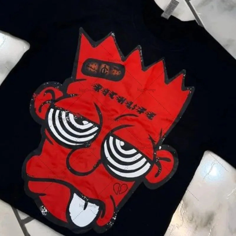 High Street Trendy Y2K Streetwear Tops Gothic Punk Harajuku Anime Print Oversized TShirt Mens Retro Loose Casual Short Sleeve 250226