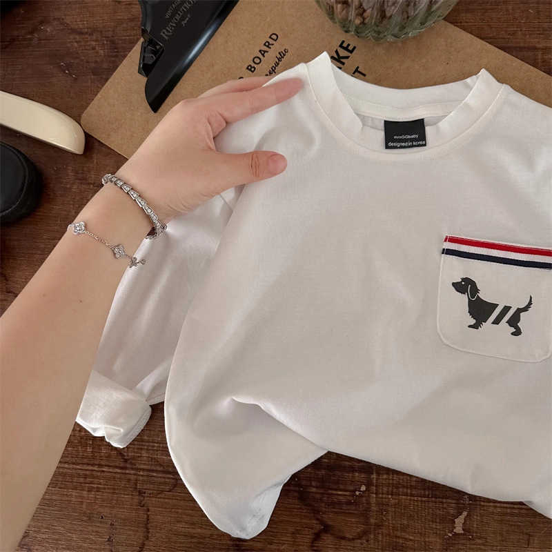 Tshirts Cotton mens and womens childrens tshirts long sleeves spring baby pockets cartoon puppies small and mediumsized childrens clothing base topsY2