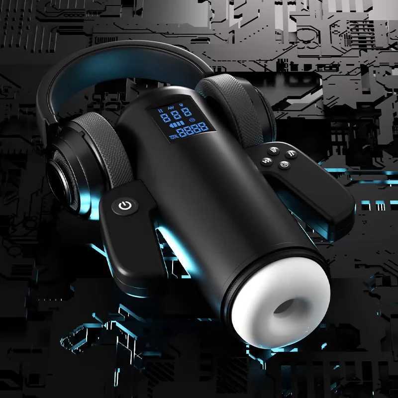 Automatic Telescopic Male Masturbator Handle Control Heated Masturbation Cup with 4 Sucking 4 Thrusting 9 Vibrating Sex ToysXJ250227