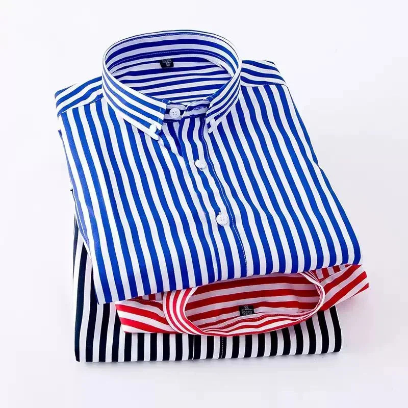 High quality mens shirt striped pattern checkered long sleeved button up y clothing 250226