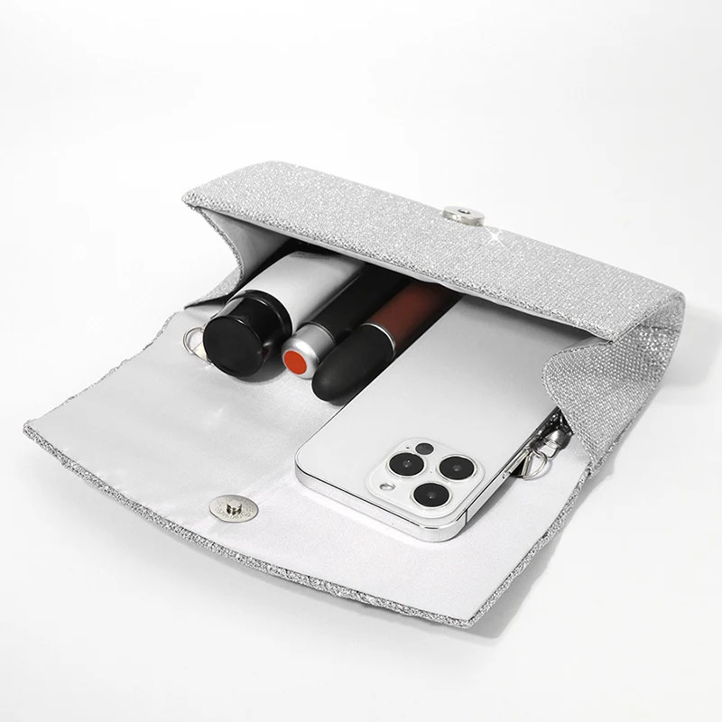 Evening Clutch Bag Womens Pleated Sequin Wedding Purse Bride Handbag Chain Crossbody For Banquet Party Dinner XA13ZZ 250226