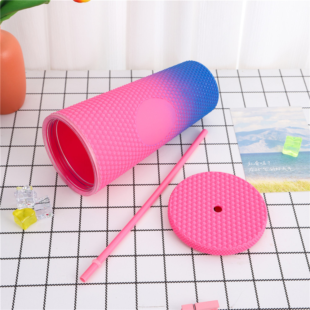 Frosted Lavender Purple Studded Tumbler 710ml Plastic Coffee Cup Durian Cup Diamond Fish Scale Cup