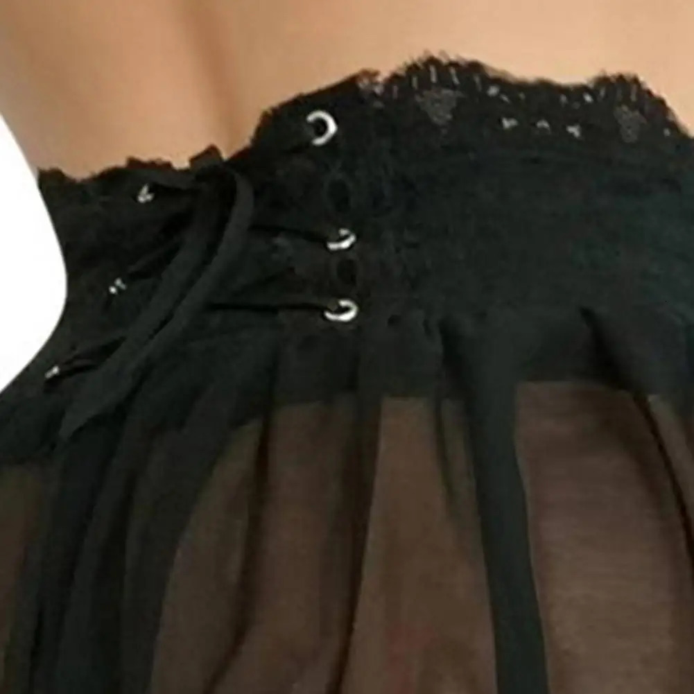 Womens Sexy Mesh Skirts Adjustable Garter Belt Skirt Four-breasted Bandage Perspective Lace Garter Skirt for Valentines day 250227
