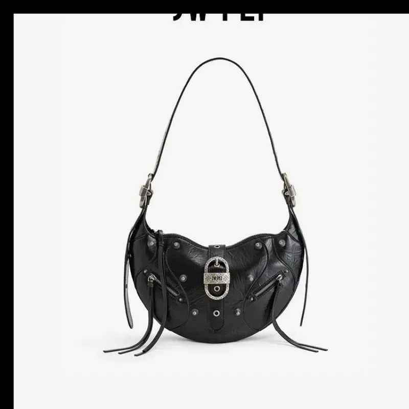 Ship from U.S. High quality womens leather shoulder bag large capacity armpit saddle bag fashionable wax printed leather bag 250227FBB
