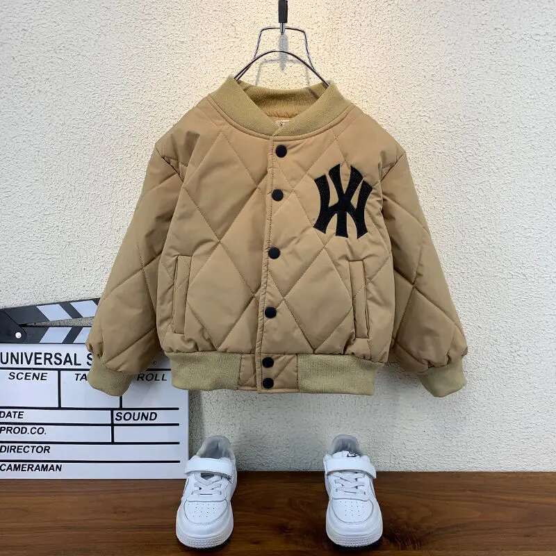 Ddmyshoesvip Autumn And Winter Quilted Padded New Children Fleece Jacket Boys Handsome Baseball Uniform