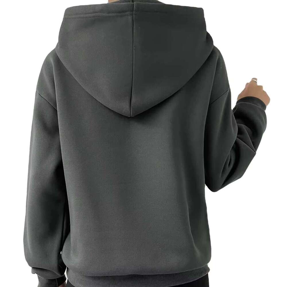 Europe And America Fall/Winter New Style Classy Knitted Comfort English Pattern Hooded Top