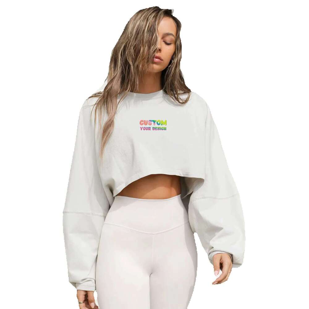 New Arrival Autumn Short Crop Women's Super Soft Cotton Terry Blank Custom Hoodies Sweatshirts