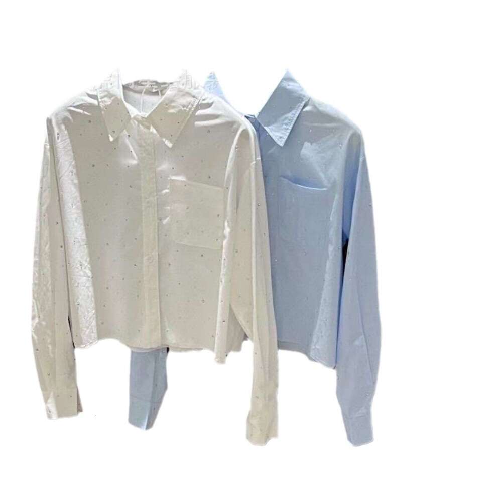 Dia Studded Starry Sky Shirt With Polo Collar, Long Sleeved New Style, Simple And Niche, Few Outerwear Tops