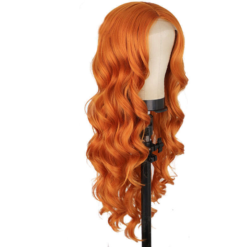 HD Front Lace Wig Front Wig Women S Fluffy Long Curly Hair Orange Synthetic Full Head Cover Lace Wigs