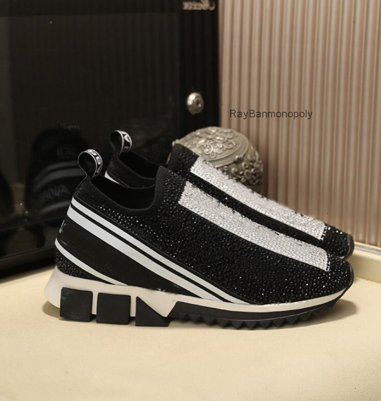 Sneaker Luxury Men Shoes Sorrento Stretch Mesh Fusible Top Crystals Black Red Blue Slip On Trainers Party 36F6 dolcely gabannaly gabbanaism dgism d g YOJA