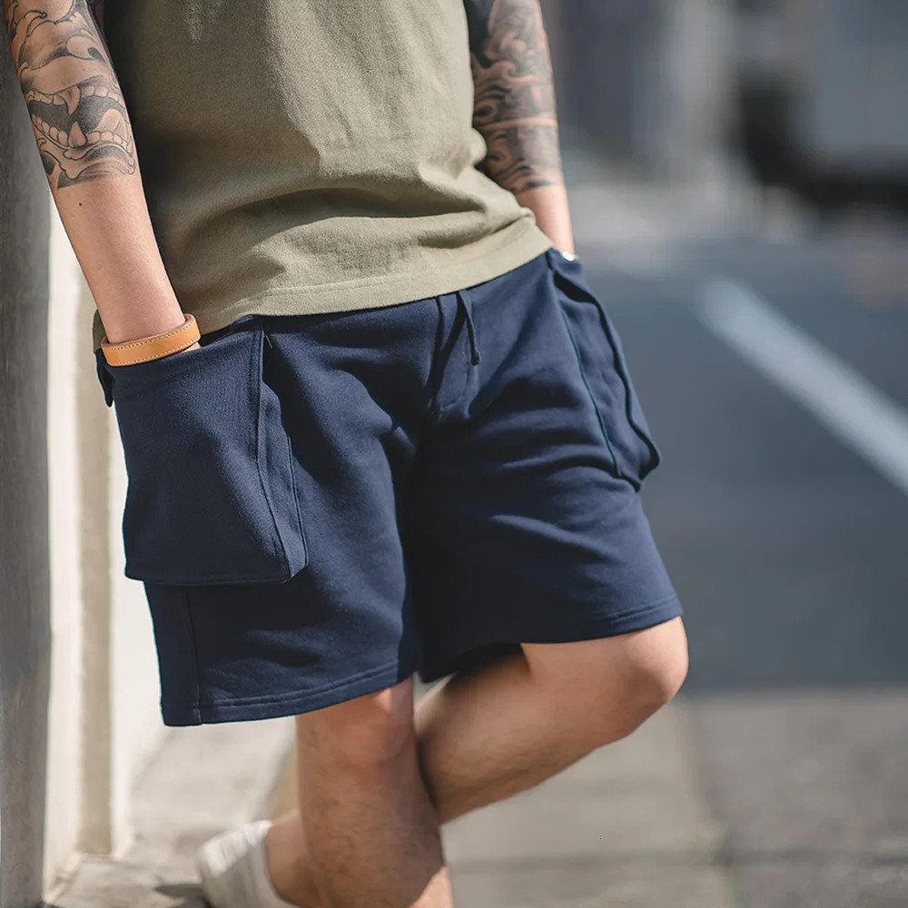Maden Mens Japanese P44 Knitted Shorts Large Pockets Sports American Short Pants Summer Uncle Fu Workwear Tactical Cargo Shorts 250225